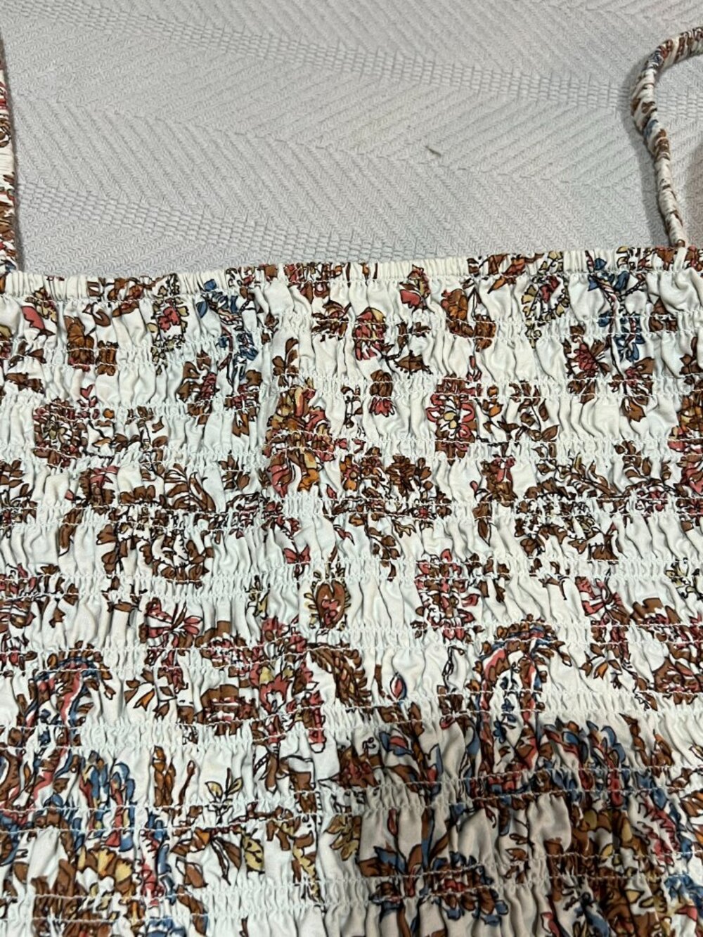 Old Navy Fall Colors Cream Floral Smocked Halter Tiered Maxi Dress Womens 2XL - Picture 3 of 6